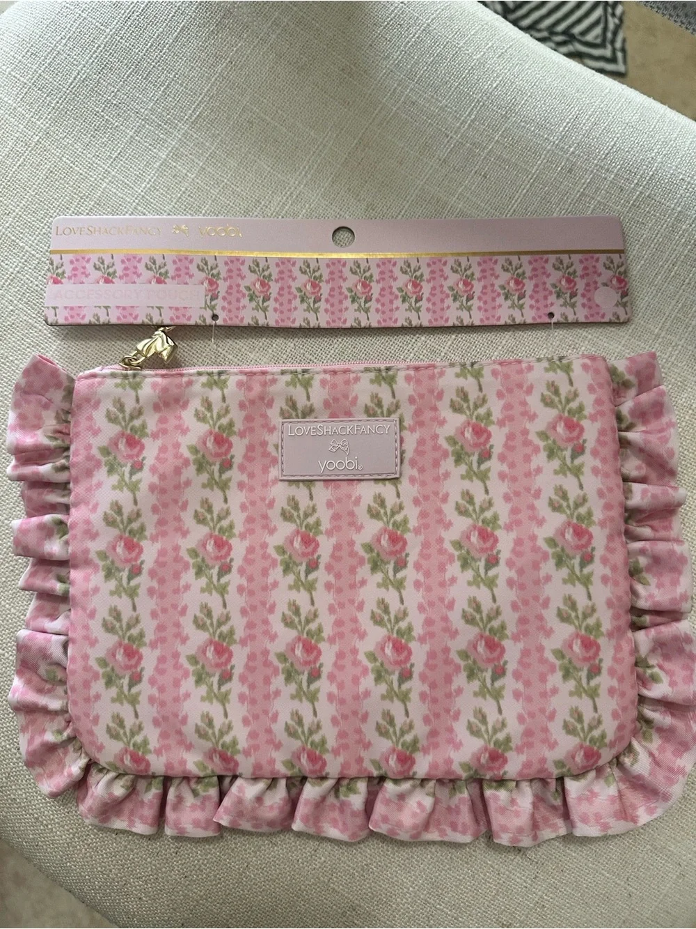 LoveShackFancy x Target Pink Floral Ruffled Pouch